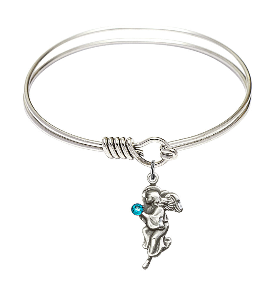 Smooth Bangle Bracelet with a Guardian Angel Charm