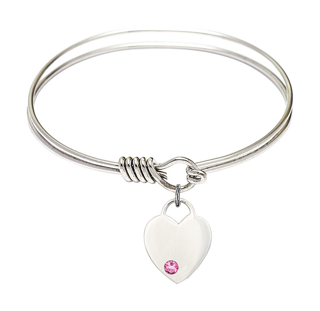 Smooth Bangle Bracelet with a Heart Charm