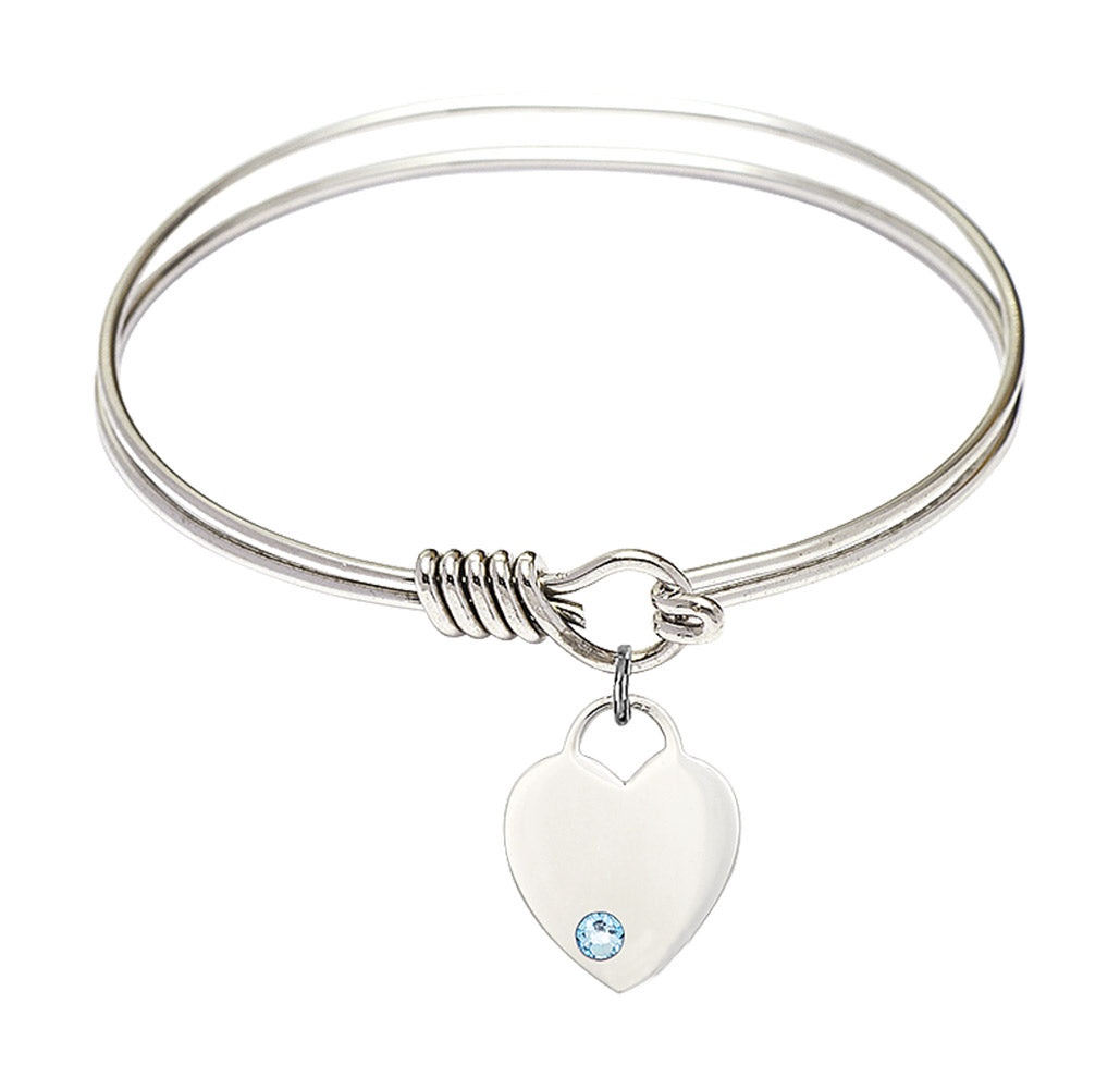 Smooth Bangle Bracelet with a Heart Charm