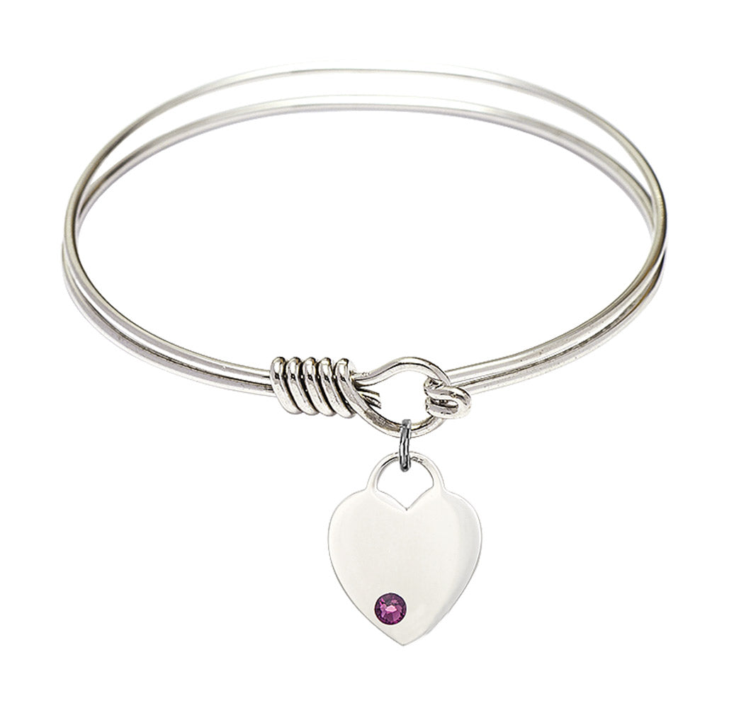 Smooth Bangle Bracelet with a Heart Charm