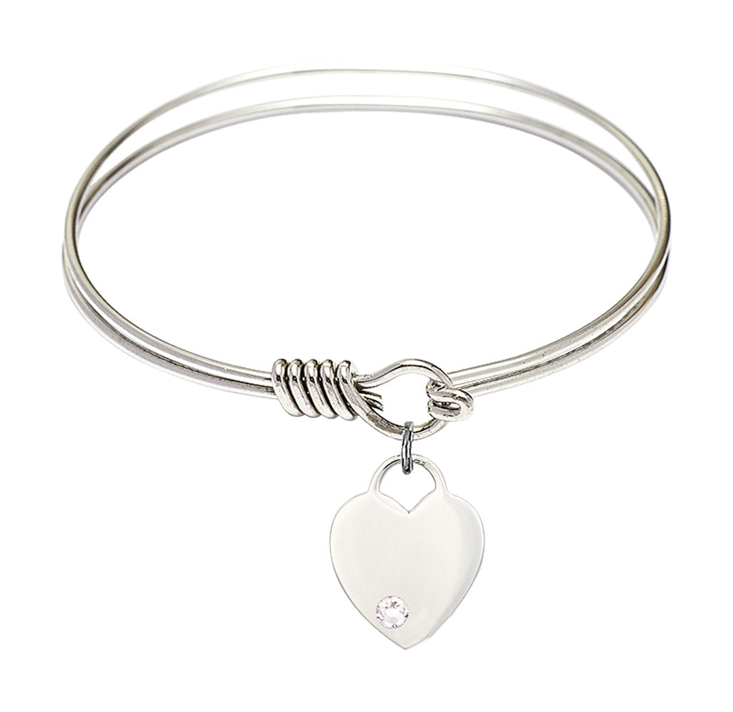 Smooth Bangle Bracelet with a Heart Charm