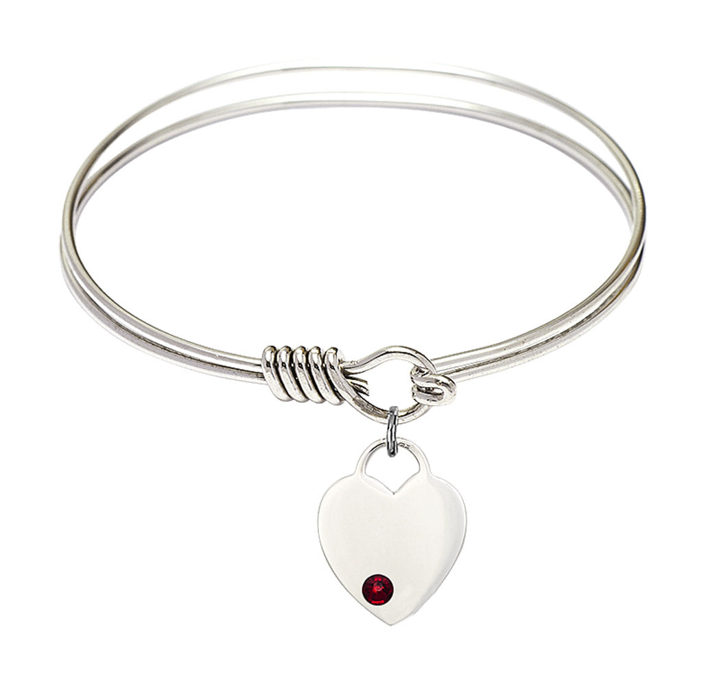 Smooth Bangle Bracelet with a Heart Charm