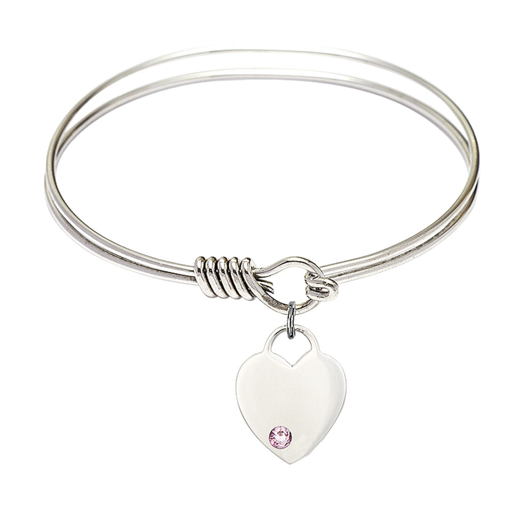 Smooth Bangle Bracelet with a Heart Charm