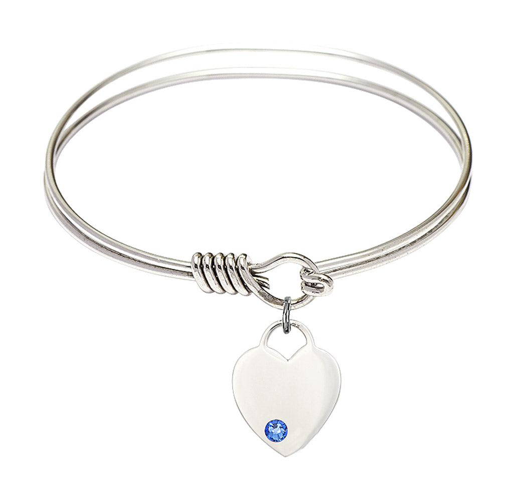 Smooth Bangle Bracelet with a Heart Charm