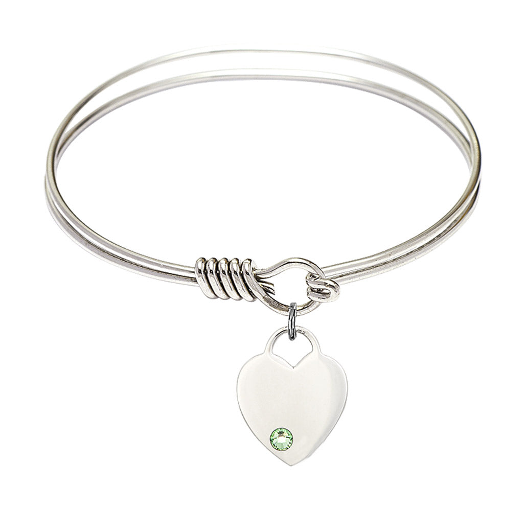 Smooth Bangle Bracelet with a Heart Charm