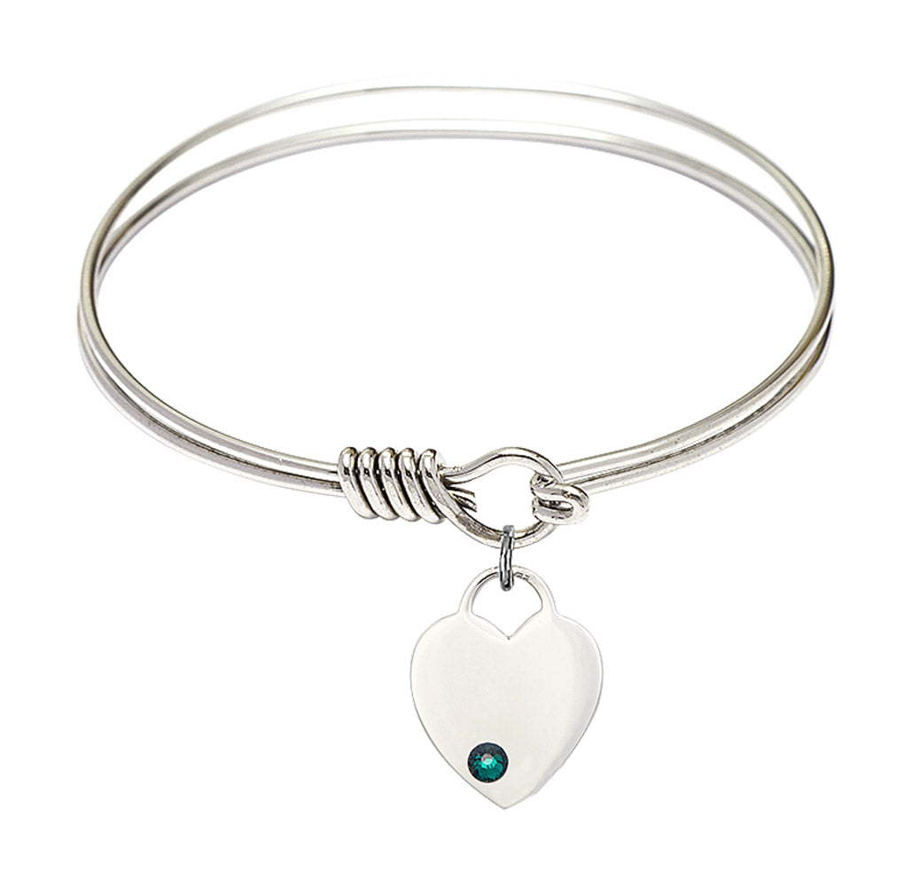 Smooth Bangle Bracelet with a Heart Charm