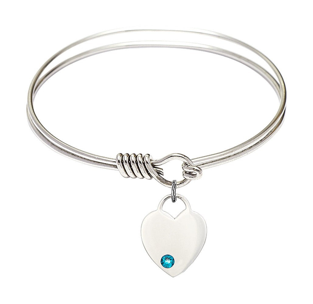 Smooth Bangle Bracelet with a Heart Charm