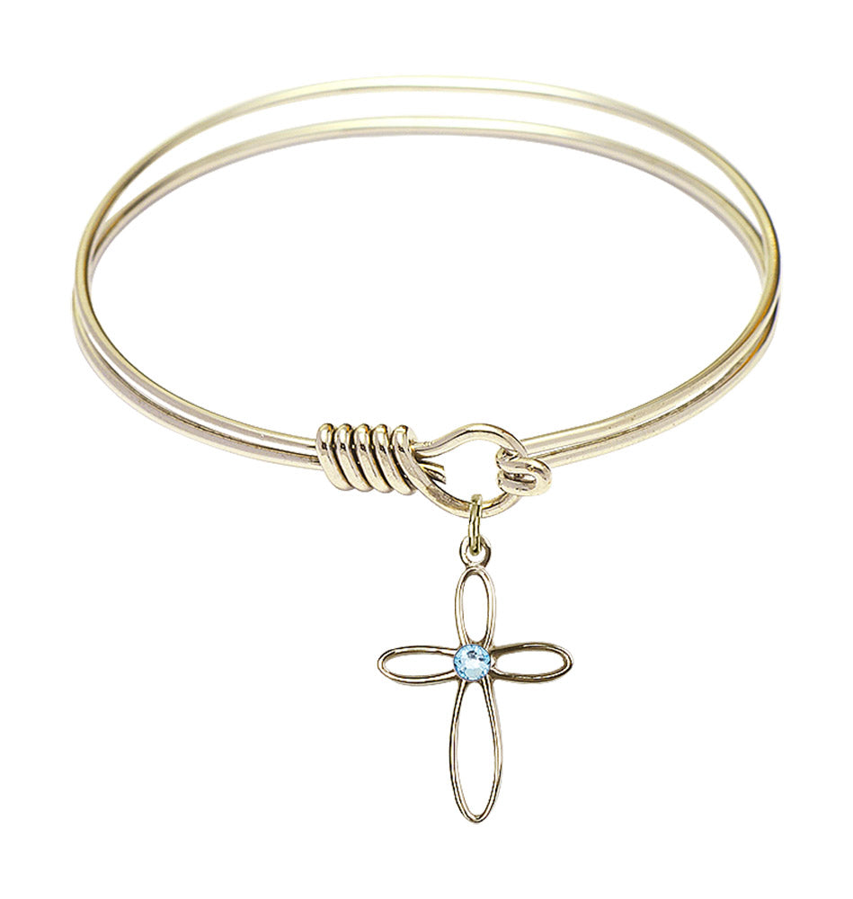 Smooth Bangle Bracelet with a Loop Cross Charm