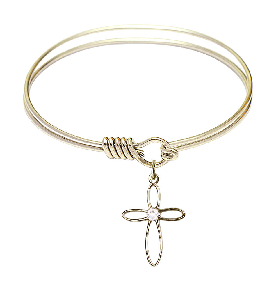 Smooth Bangle Bracelet with a Loop Cross Charm