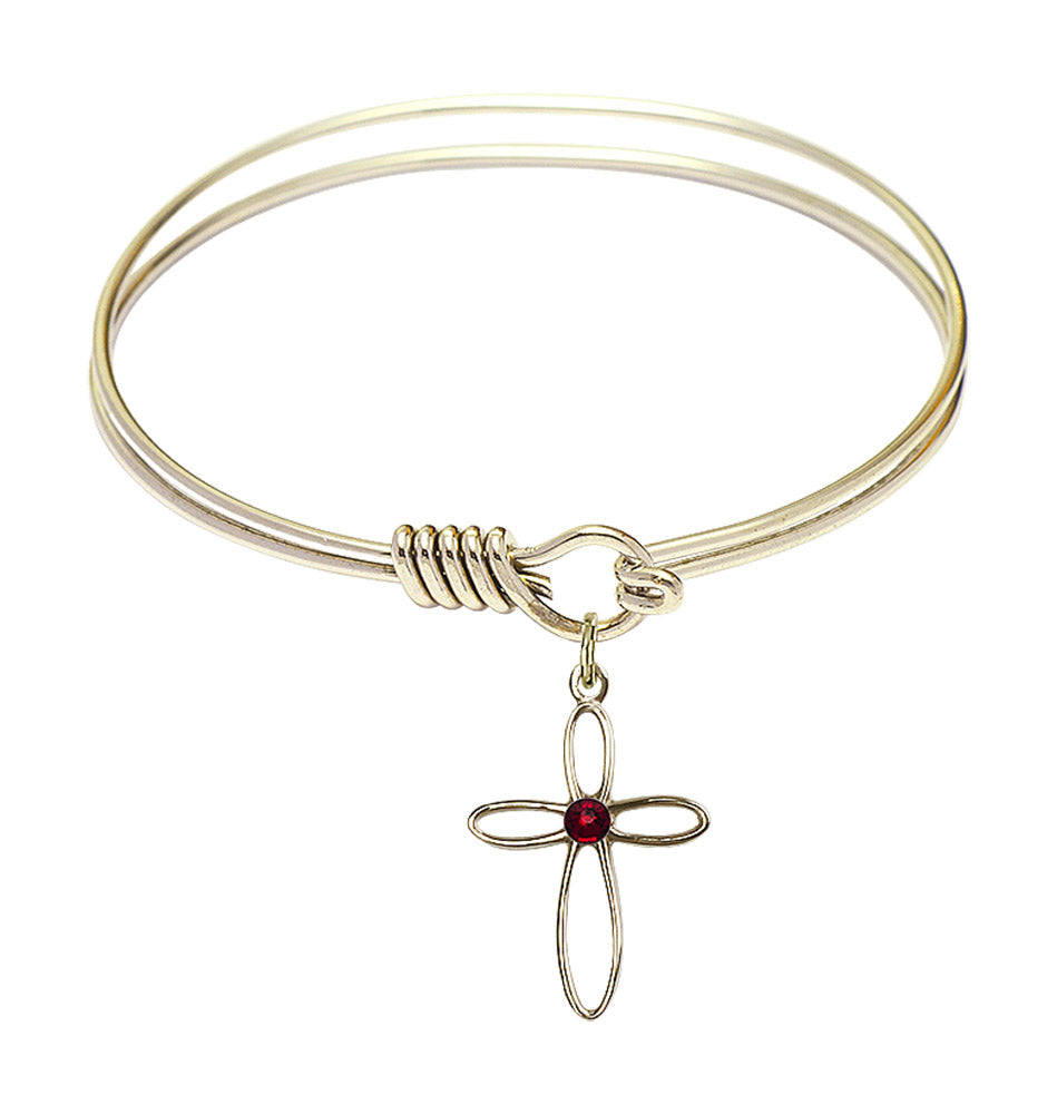 Smooth Bangle Bracelet with a Loop Cross Charm