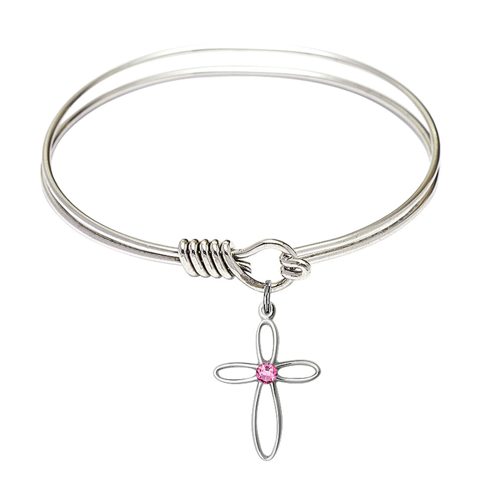 Smooth Bangle Bracelet with a Loop Cross Charm