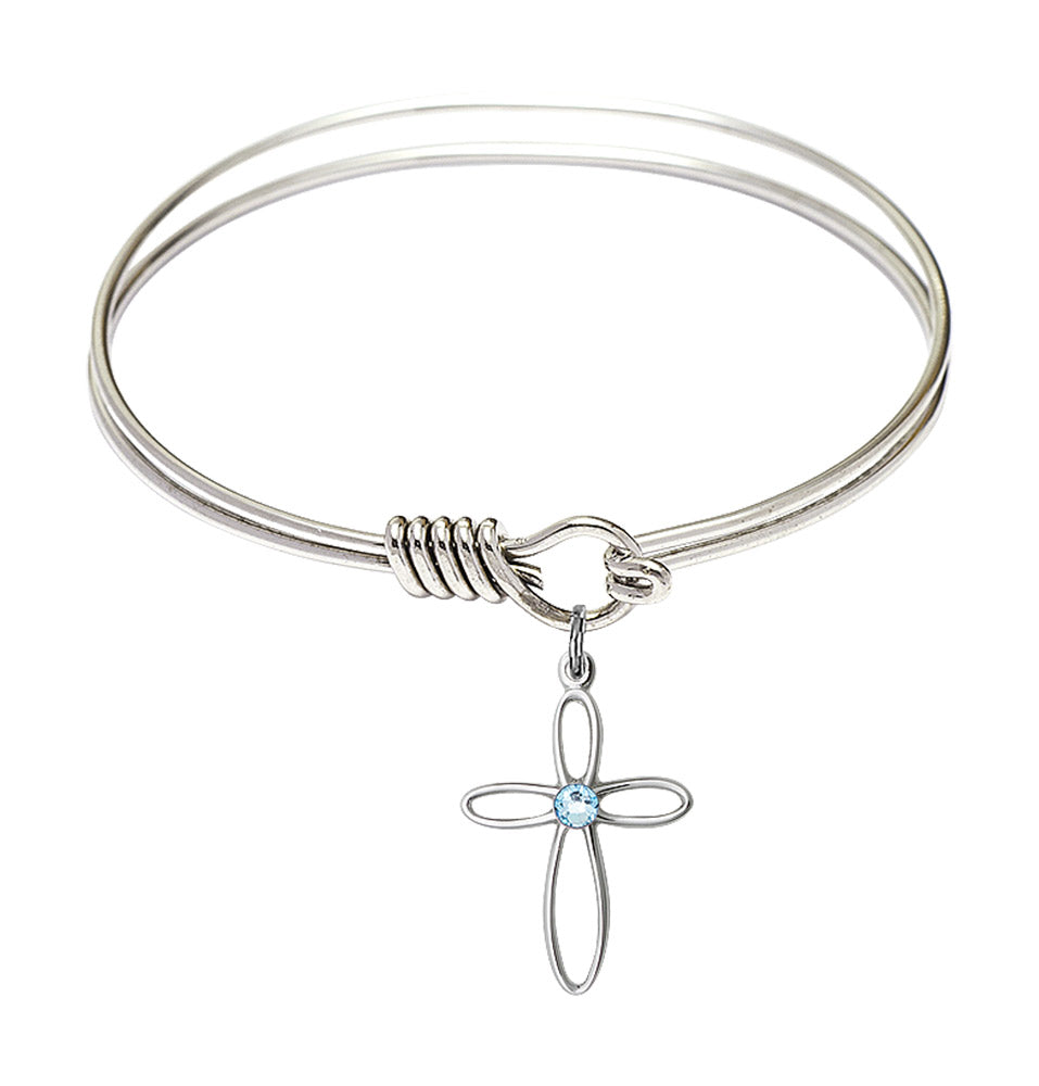 Smooth Bangle Bracelet with a Loop Cross Charm