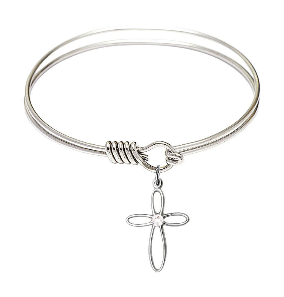 Smooth Bangle Bracelet with a Loop Cross Charm
