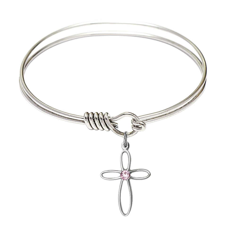 Smooth Bangle Bracelet with a Loop Cross Charm