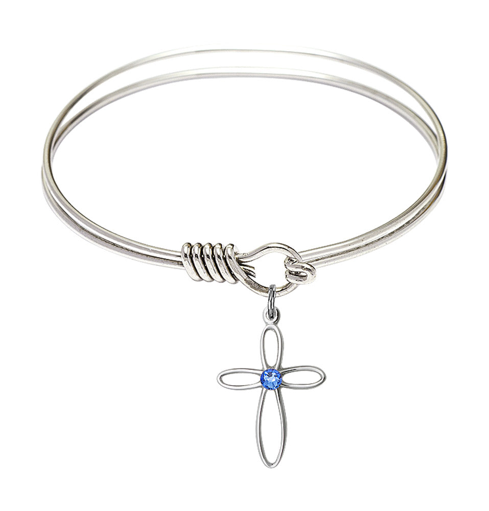 Smooth Bangle Bracelet with a Loop Cross Charm