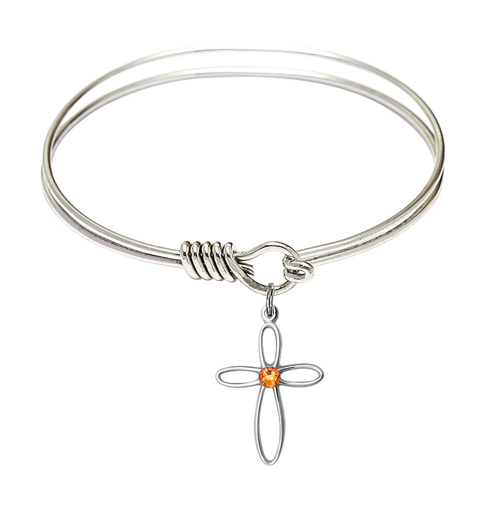 Smooth Bangle Bracelet with a Loop Cross Charm