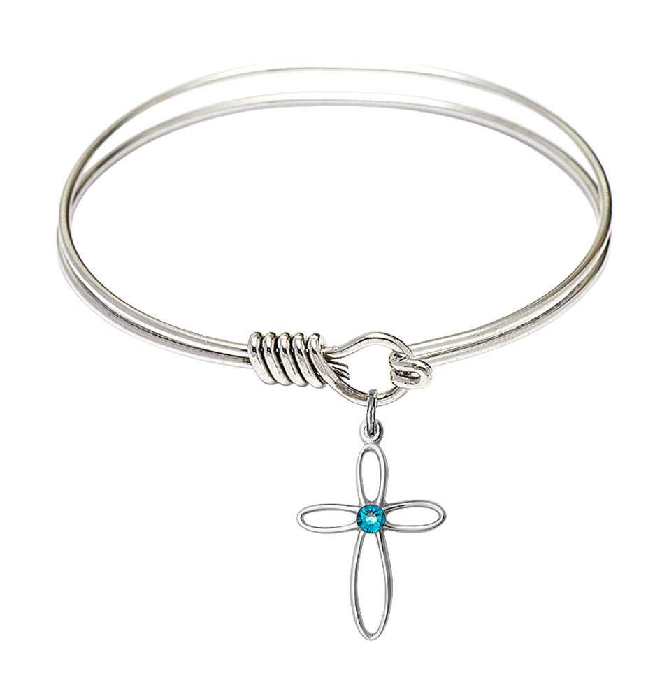 Smooth Bangle Bracelet with a Loop Cross Charm
