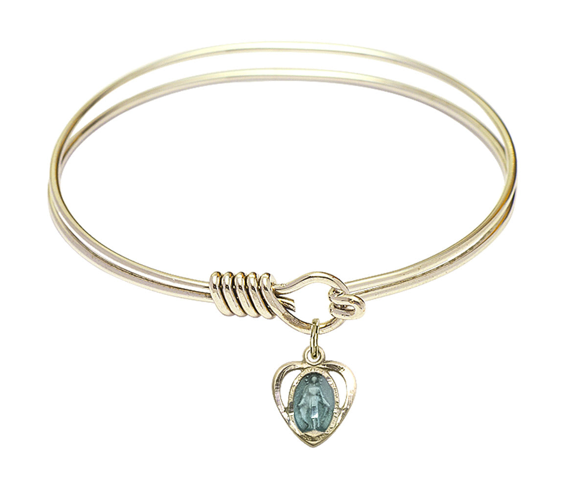 Smooth Bangle Bracelet with a Miraculous Heart Charm