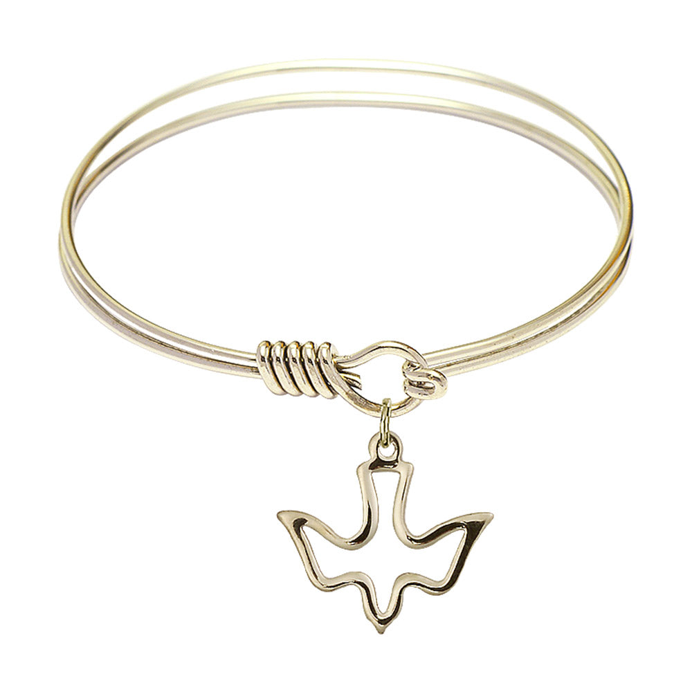 Smooth Bangle Bracelet with a  Open-Cut Holy Spirit Charm