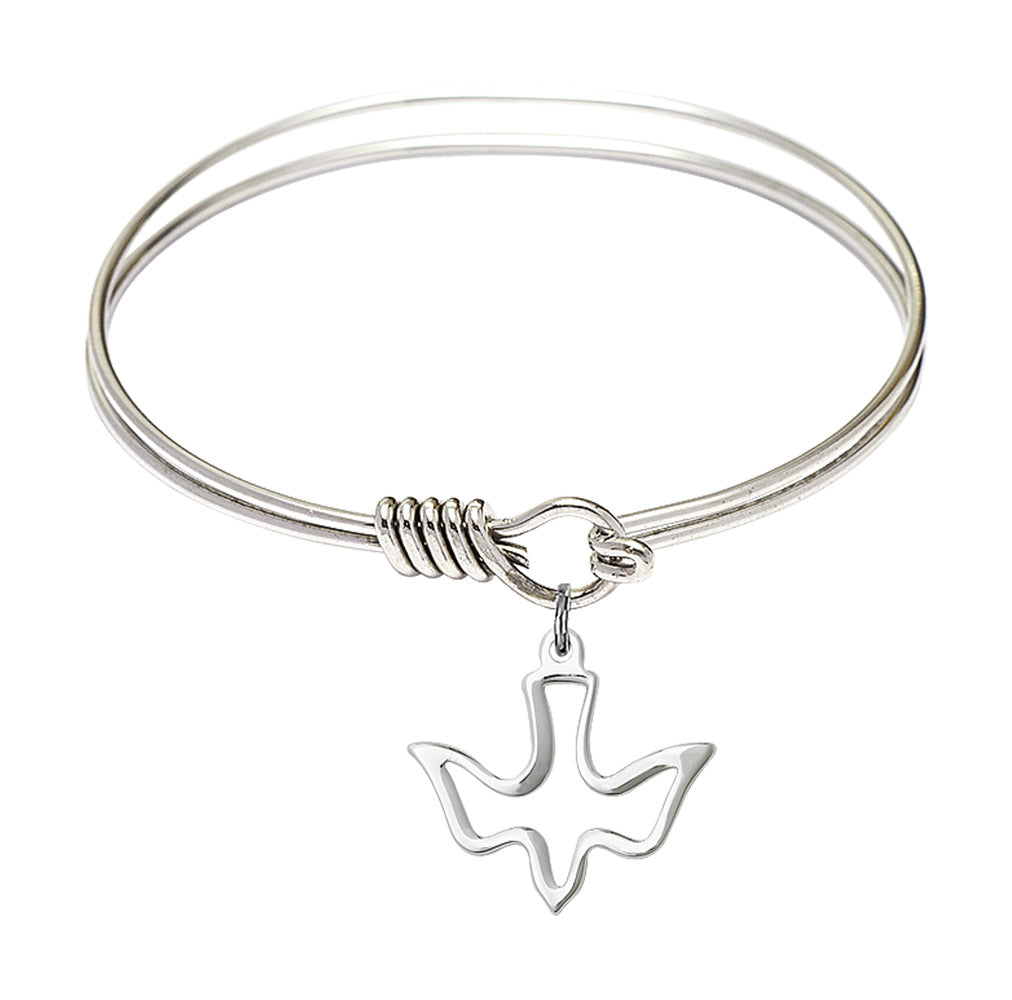 Smooth Bangle Bracelet with a  Open-Cut Holy Spirit Charm