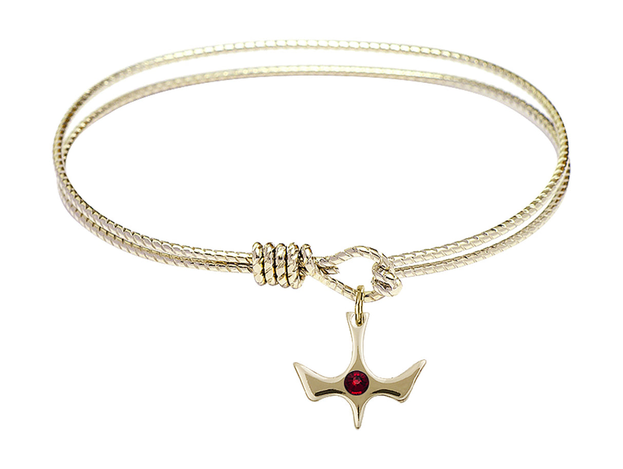 Cable Bangle Bracelet with a Petite Holy Spirit Charm and Birthstone
