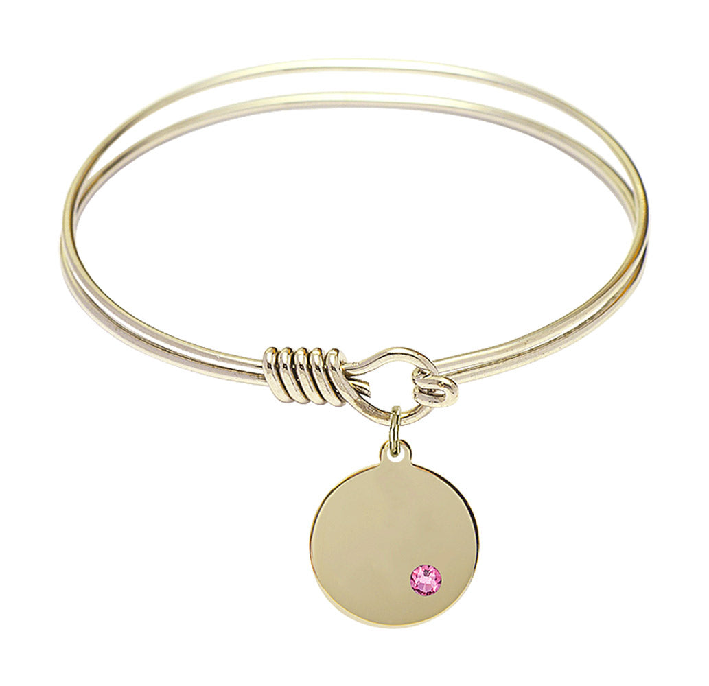 Smooth Bangle Bracelet with a Plain Disc Charm