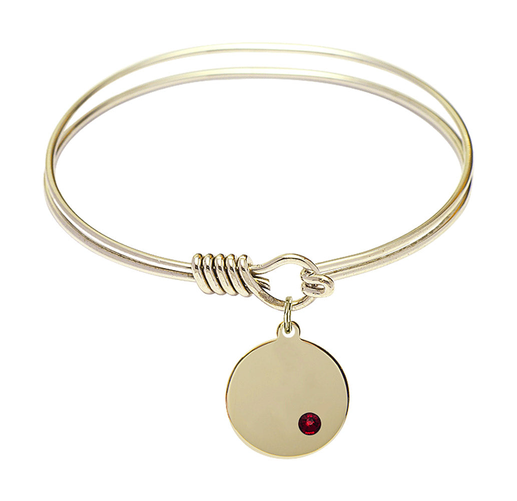Smooth Bangle Bracelet with a Plain Disc Charm