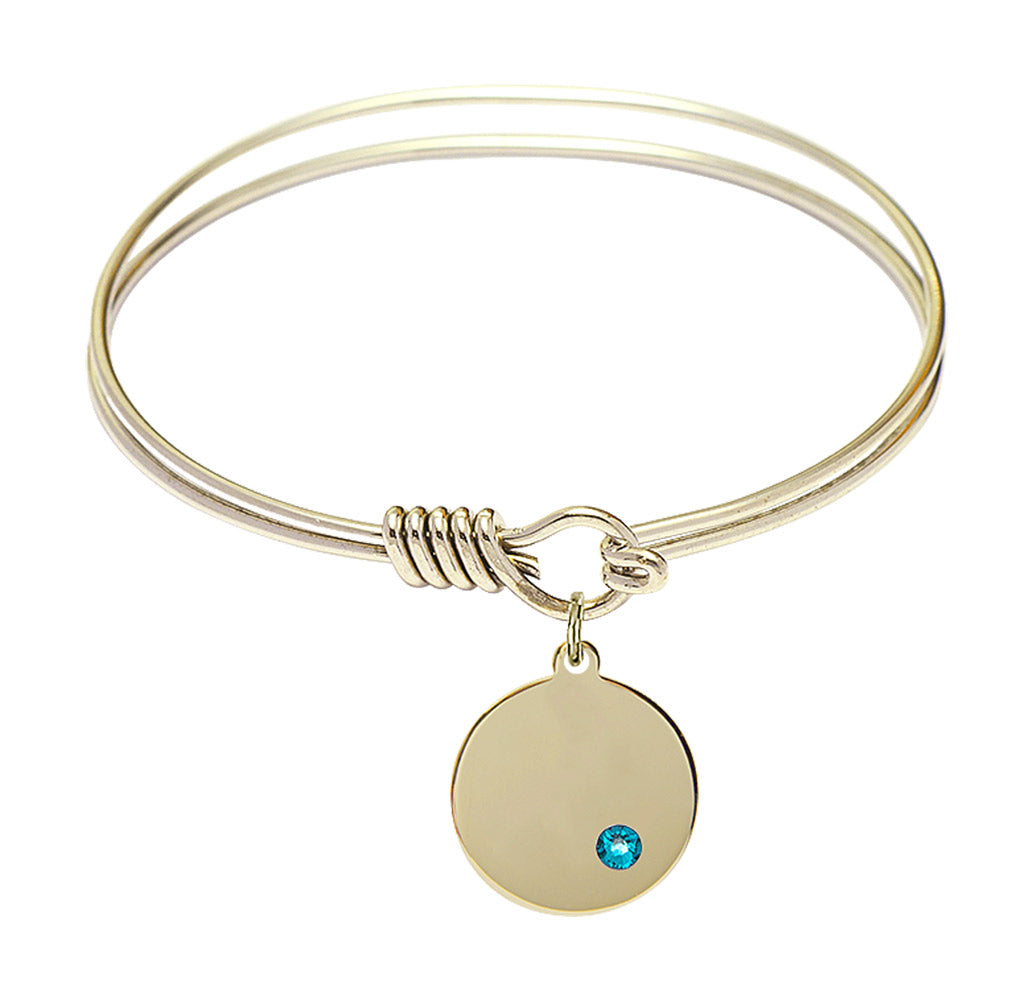 Smooth Bangle Bracelet with a Plain Disc Charm