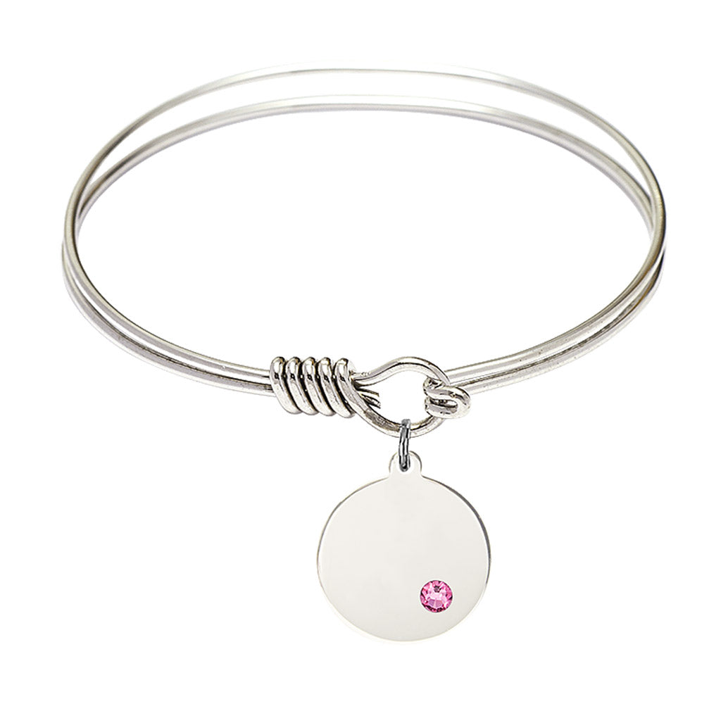 Smooth Bangle Bracelet with a Plain Disc Charm