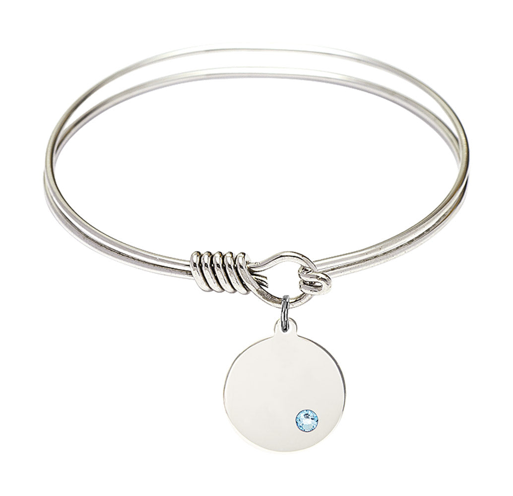 Smooth Bangle Bracelet with a Plain Disc Charm