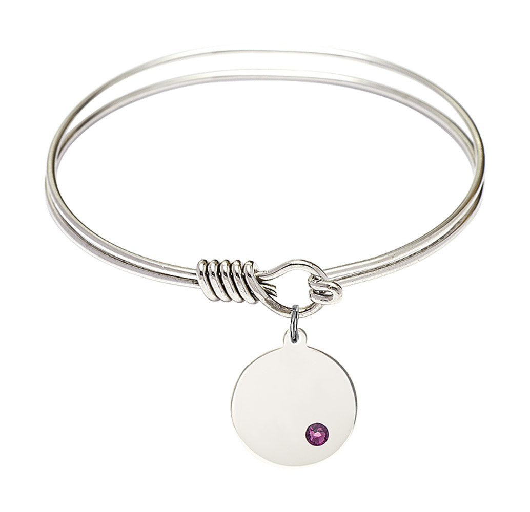 Smooth Bangle Bracelet with a Plain Disc Charm