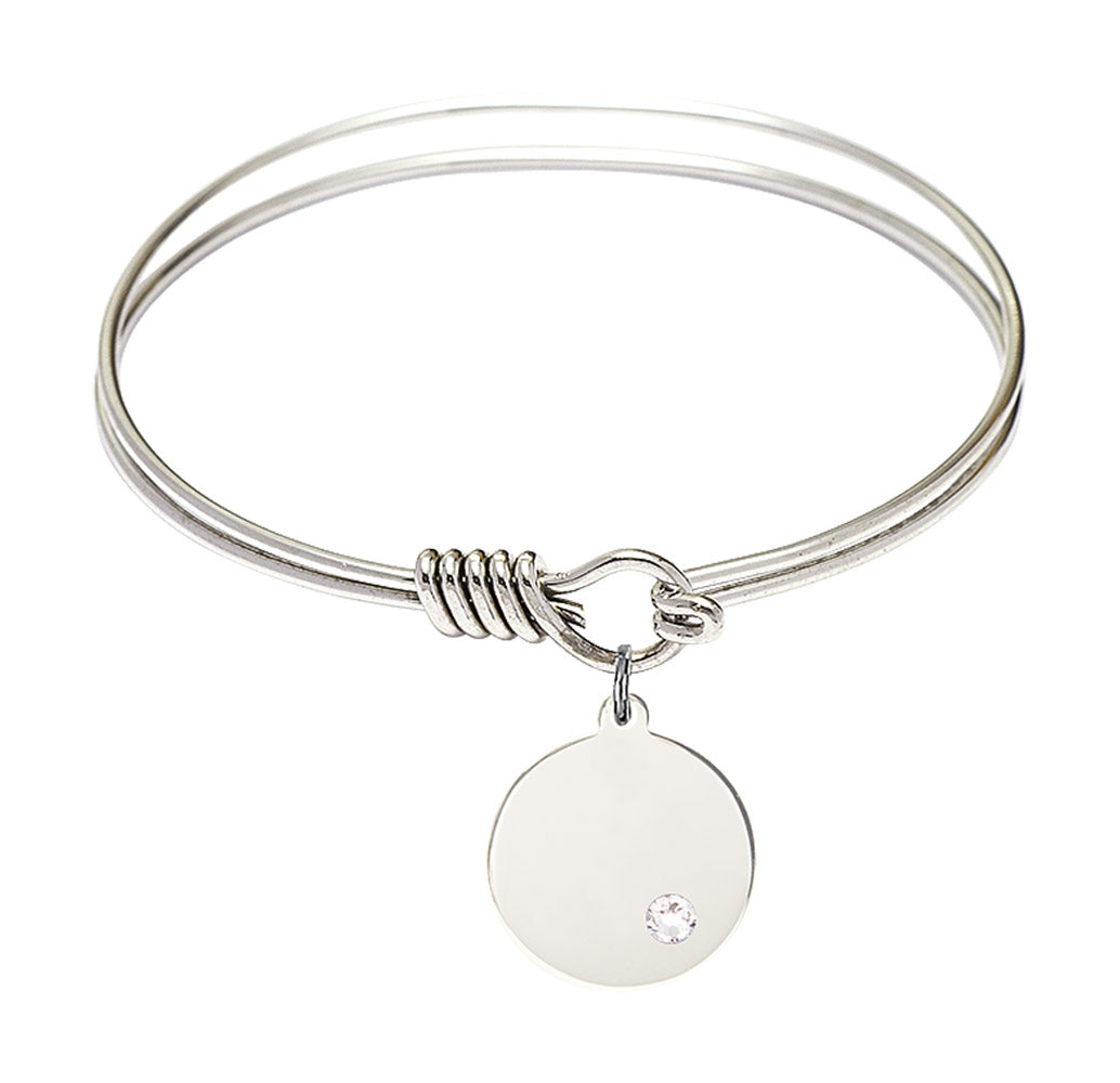 Smooth Bangle Bracelet with a Plain Disc Charm