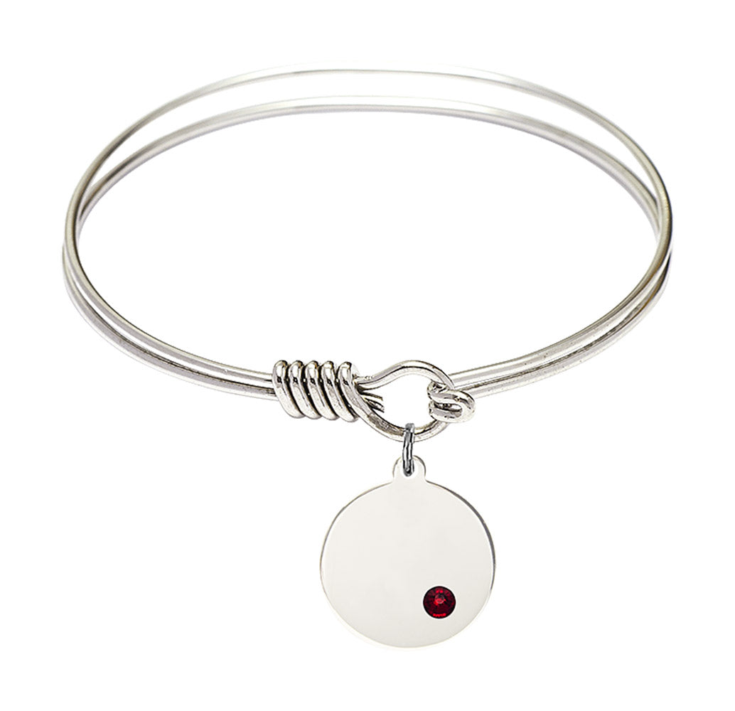 Smooth Bangle Bracelet with a Plain Disc Charm