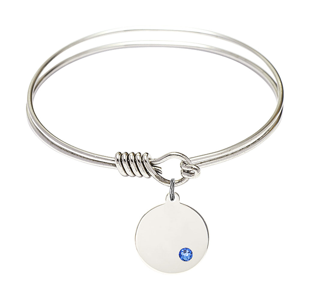 Smooth Bangle Bracelet with a Plain Disc Charm