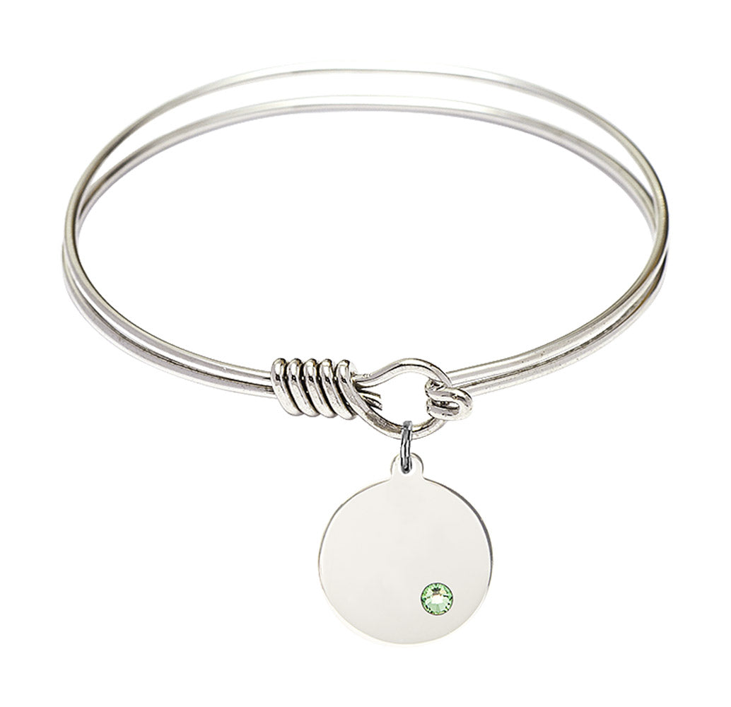 Smooth Bangle Bracelet with a Plain Disc Charm