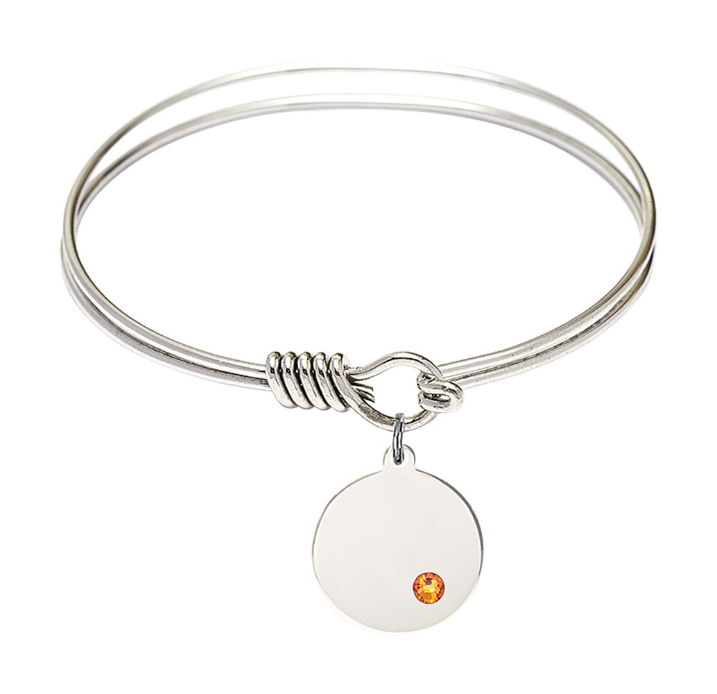 Smooth Bangle Bracelet with a Plain Disc Charm
