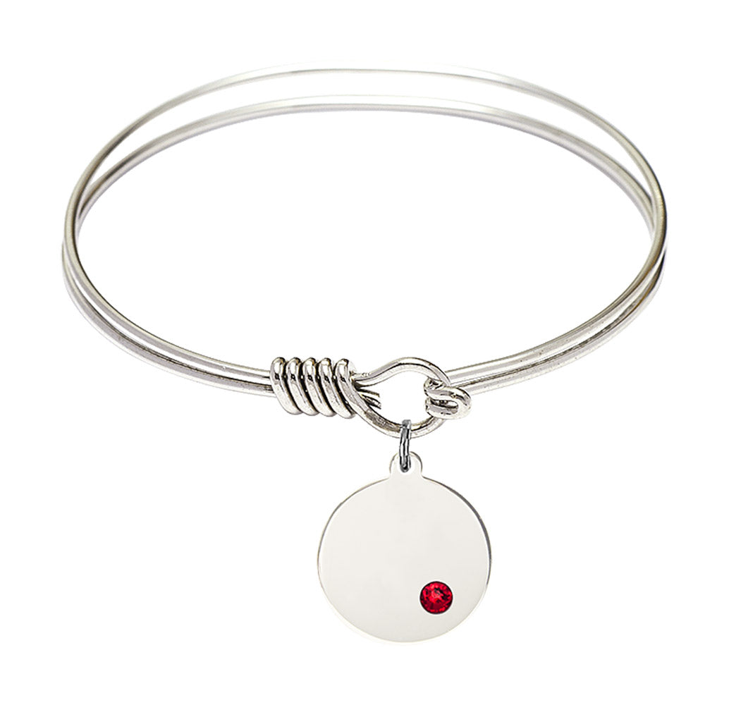 Smooth Bangle Bracelet with a Plain Disc Charm
