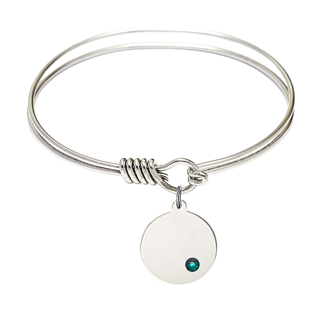 Smooth Bangle Bracelet with a Plain Disc Charm