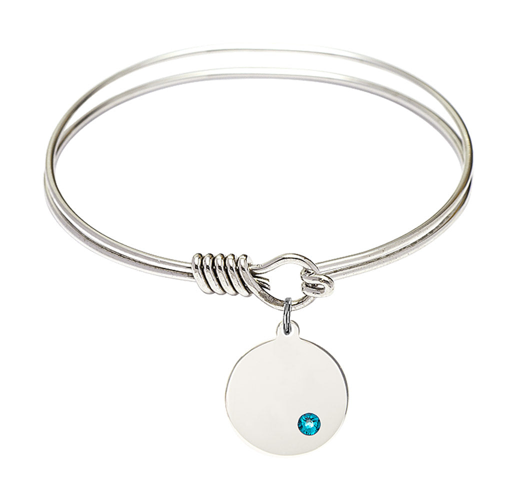 Smooth Bangle Bracelet with a Plain Disc Charm