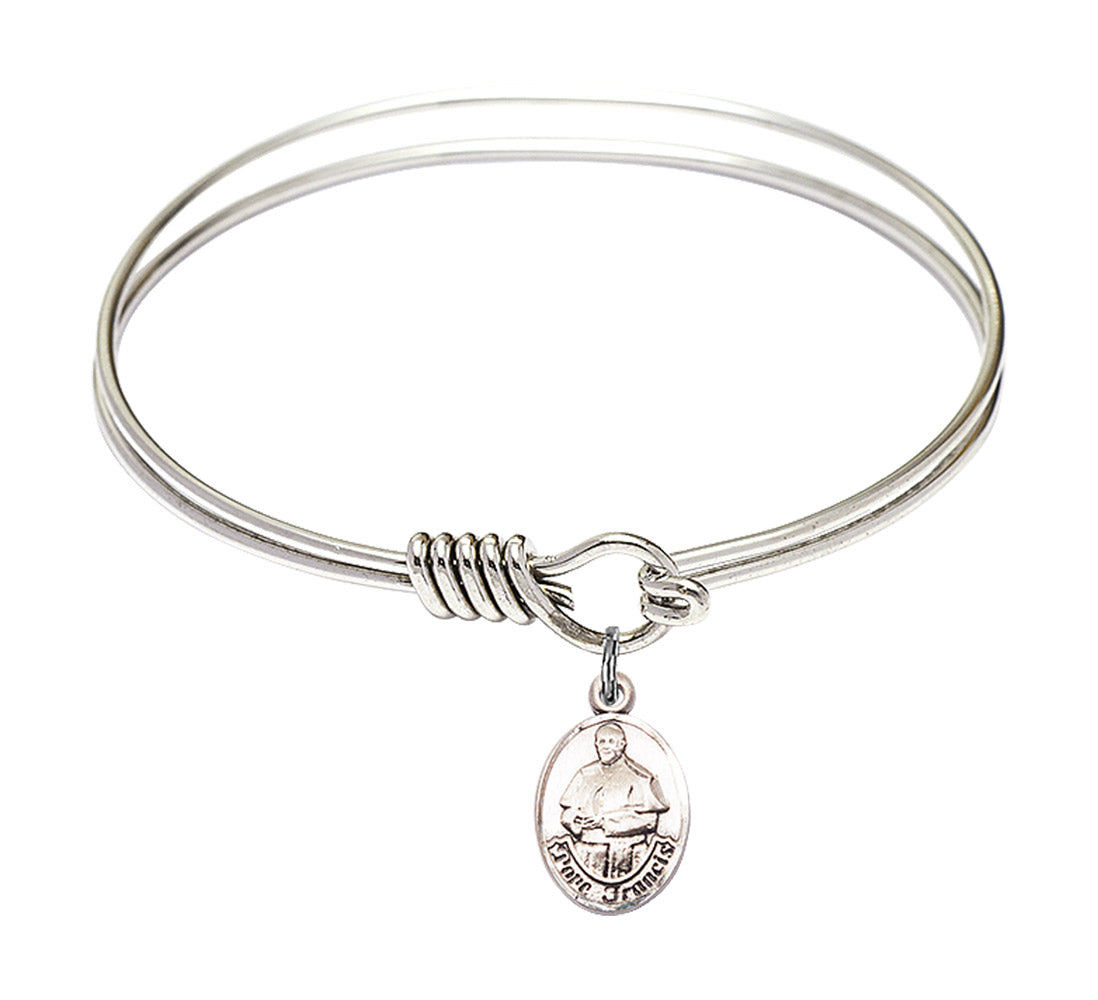 Smooth Bangle Bracelet with a Pope Francis Charm
