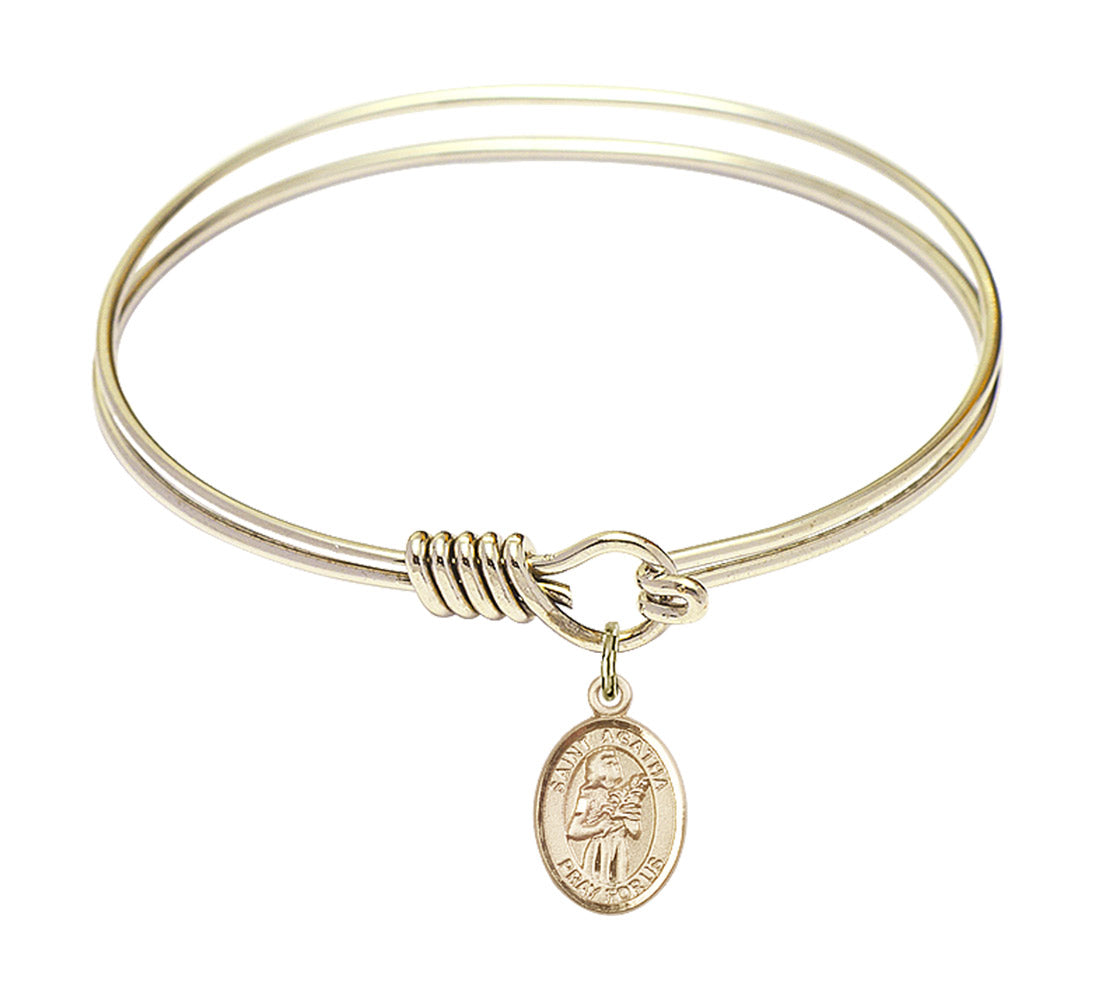 Smooth Bangle Bracelet with a Saint Agatha Charm