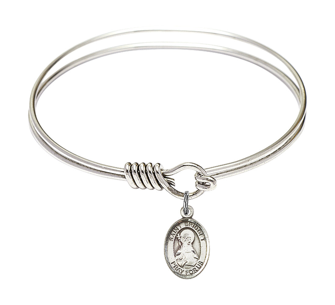Smooth Bangle Bracelet with a Saint Bridget of Sweden Charm