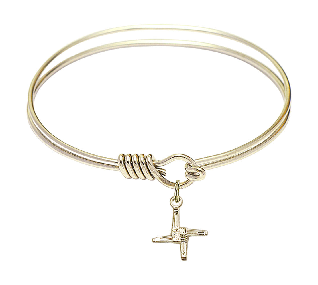 Smooth Bangle Bracelet with a Saint Brigid Cross Charm