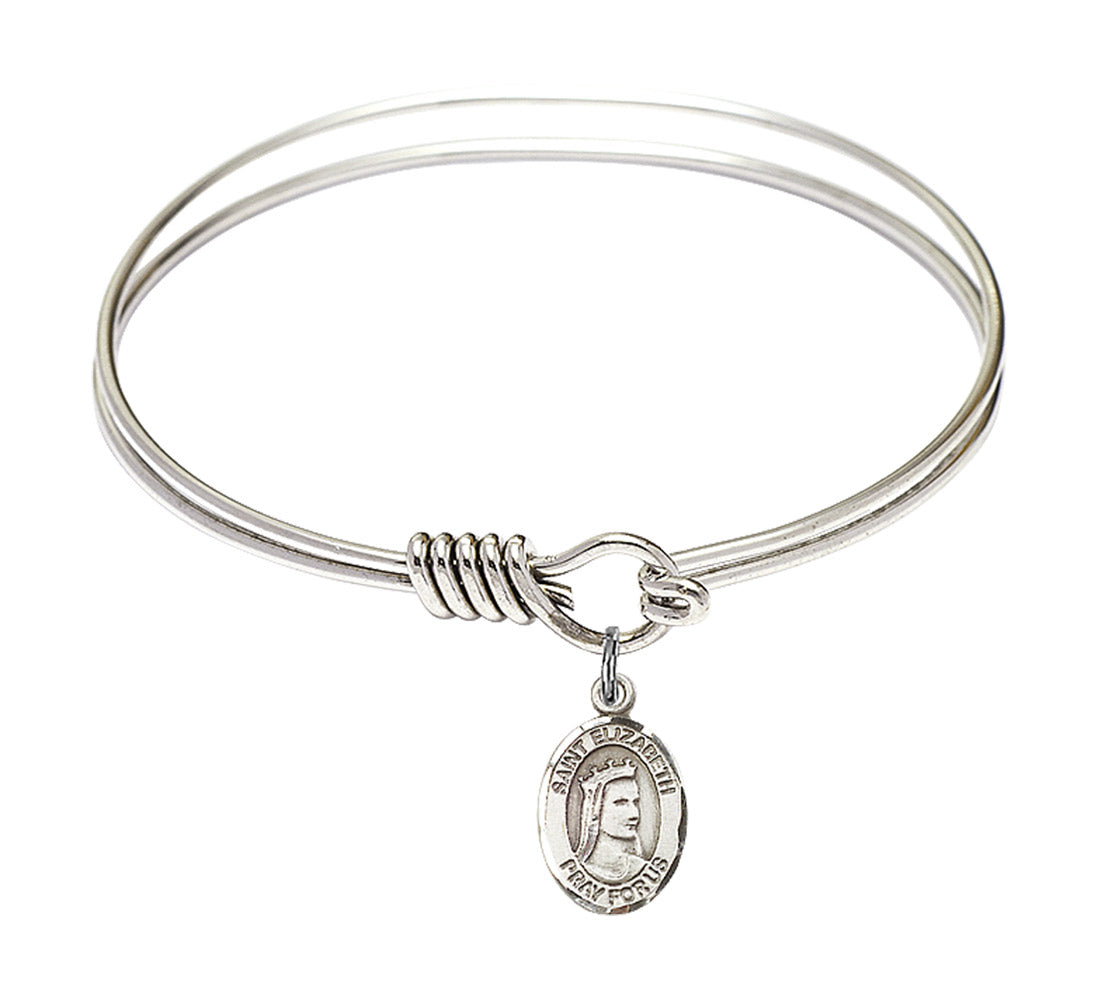 Smooth Bangle Bracelet with a Saint Elizabeth of Hungary Charm