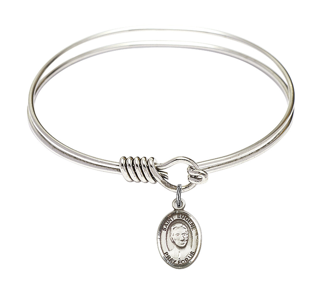Smooth Bangle Bracelet with a Saint Eugene de Mazenod Charm