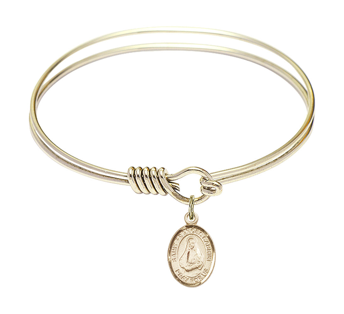 Smooth Bangle Bracelet with a Saint Frances Cabrini Charm