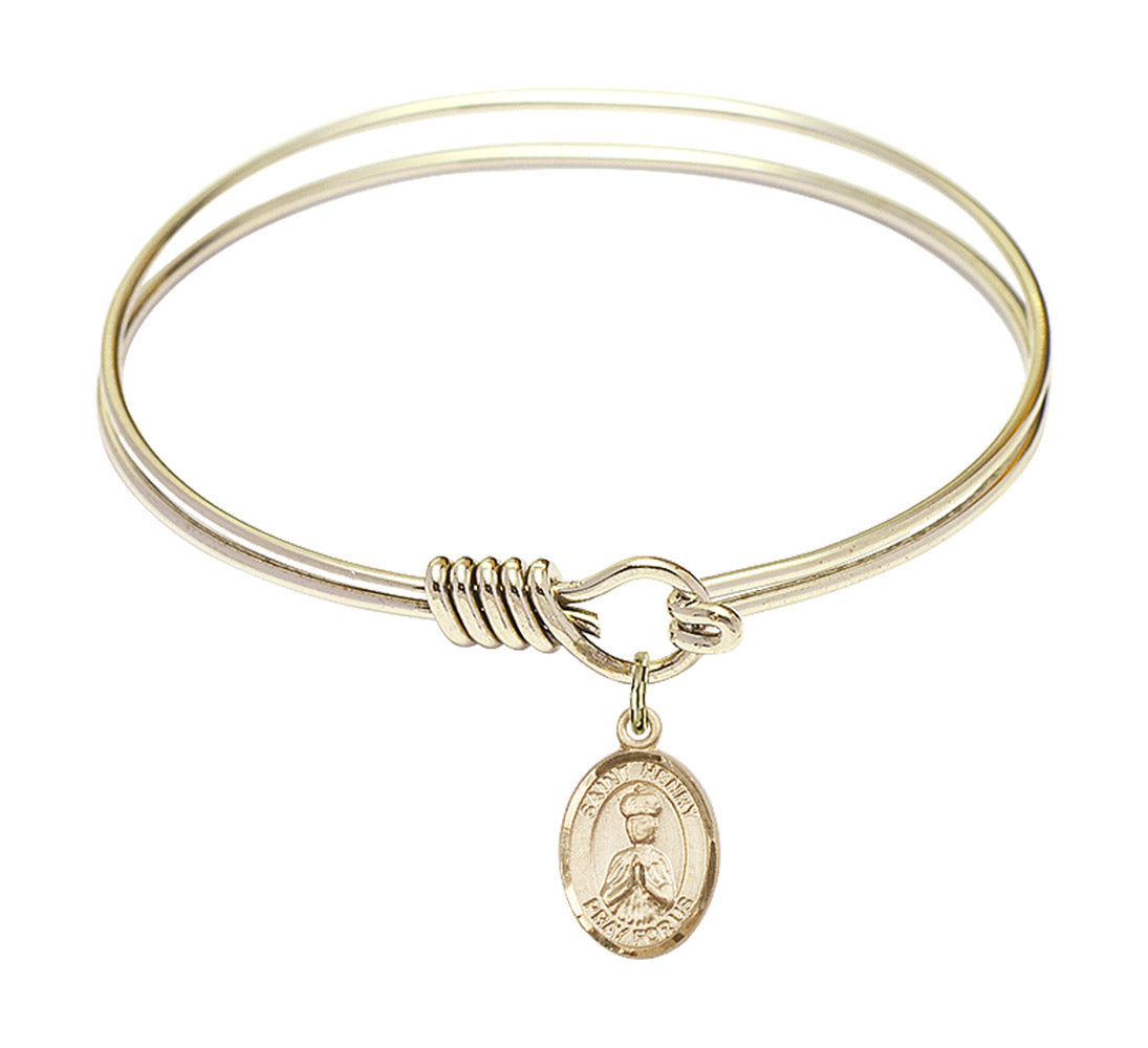 Smooth Bangle Bracelet with a Saint Henry II Charm