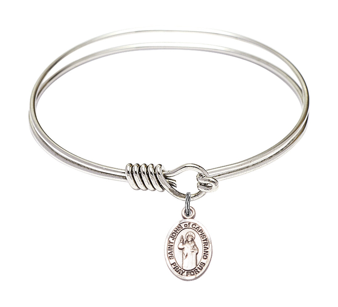 Smooth Bangle Bracelet with a Saint John of Capistrano Charm