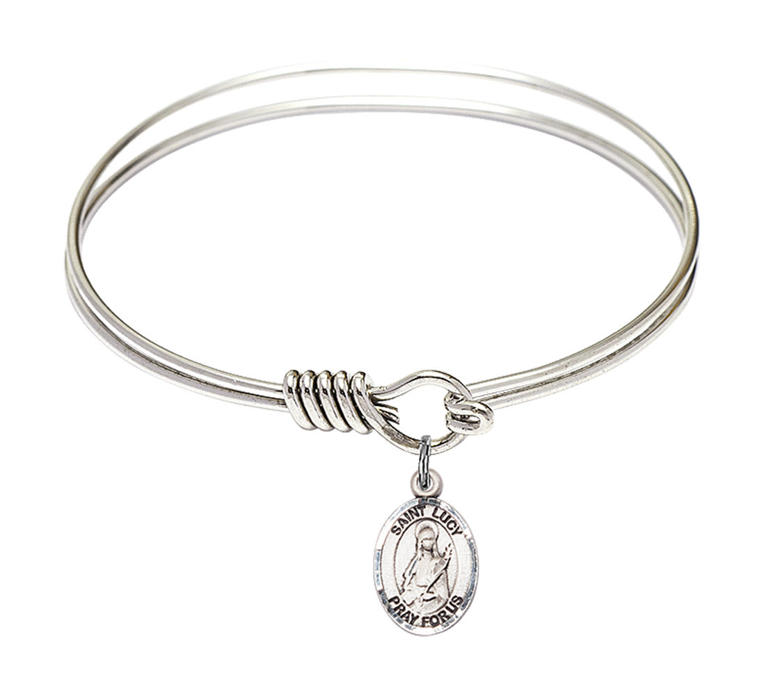 Smooth Bangle Bracelet with a Saint Lucy Charm