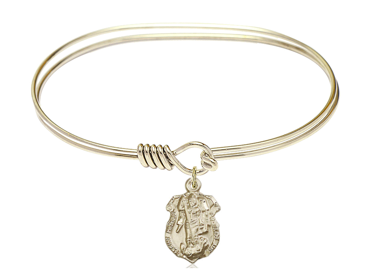Smooth Bangle Bracelet Saint Michael Shield Charm